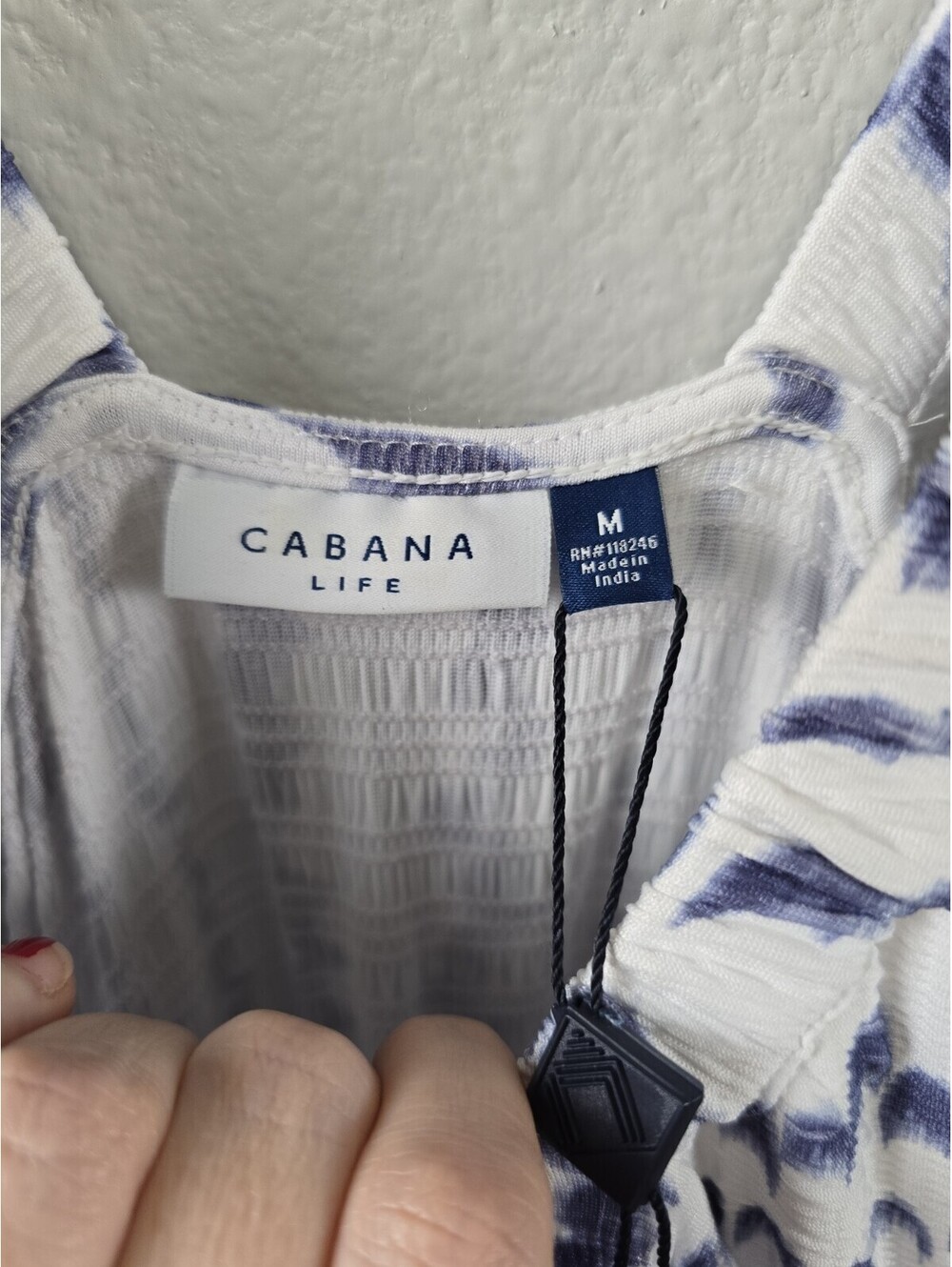 Womens Cabana Life Size Medium Beach Dress White And Blue Nwt/Swimsuit coverup - Picture 9 of 9